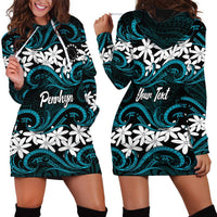 Personalised Cook Islands Penrhyn Atoll Hoodie Dress Tiare Maori Polynesian Waves Tattoo LT14 - Polynesian Pride