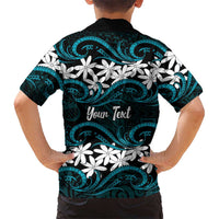 Personalised Cook Islands Penrhyn Atoll Kid Hawaiian Shirt Tiare Maori Polynesian Waves Tattoo