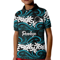 Personalised Cook Islands Penrhyn Atoll Kid Polo Shirt Tiare Maori Polynesian Waves Tattoo
