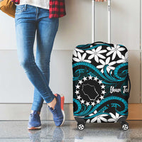 Personalised Cook Islands Penrhyn Atoll Luggage Cover Tiare Maori Polynesian Waves Tattoo