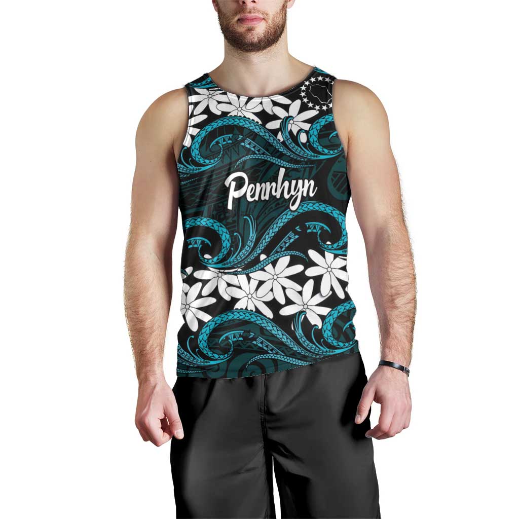 Personalised Cook Islands Penrhyn Atoll Men Tank Top Tiare Maori Polynesian Waves Tattoo