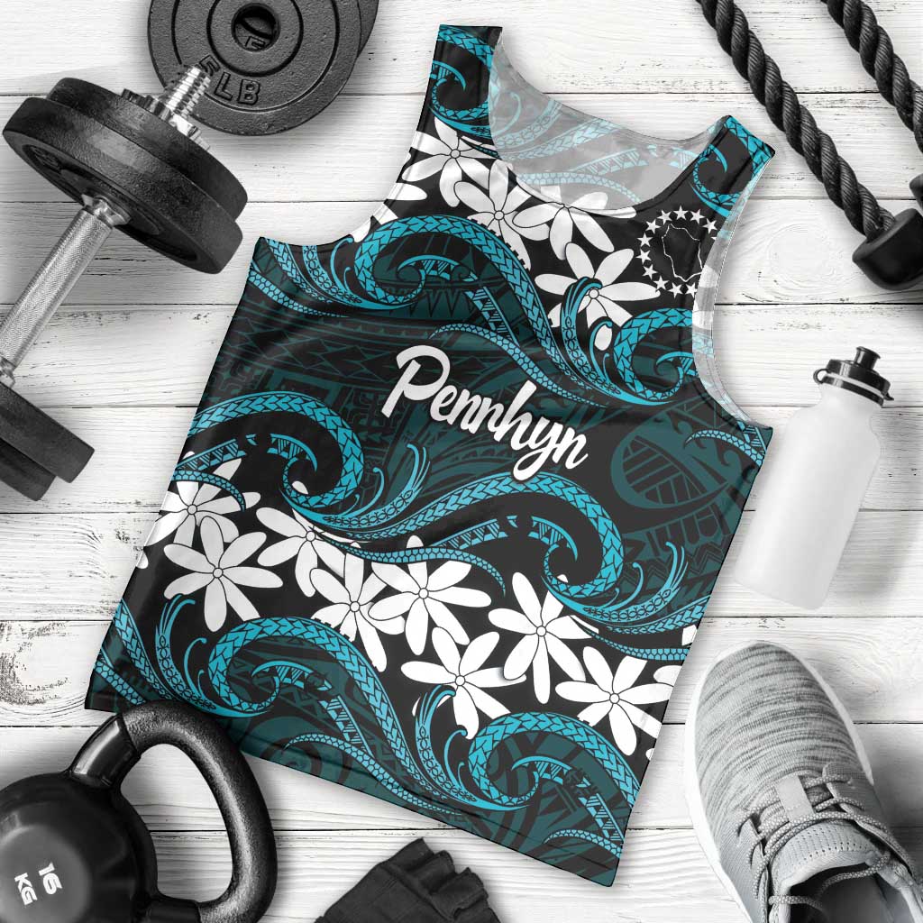 Personalised Cook Islands Penrhyn Atoll Men Tank Top Tiare Maori Polynesian Waves Tattoo