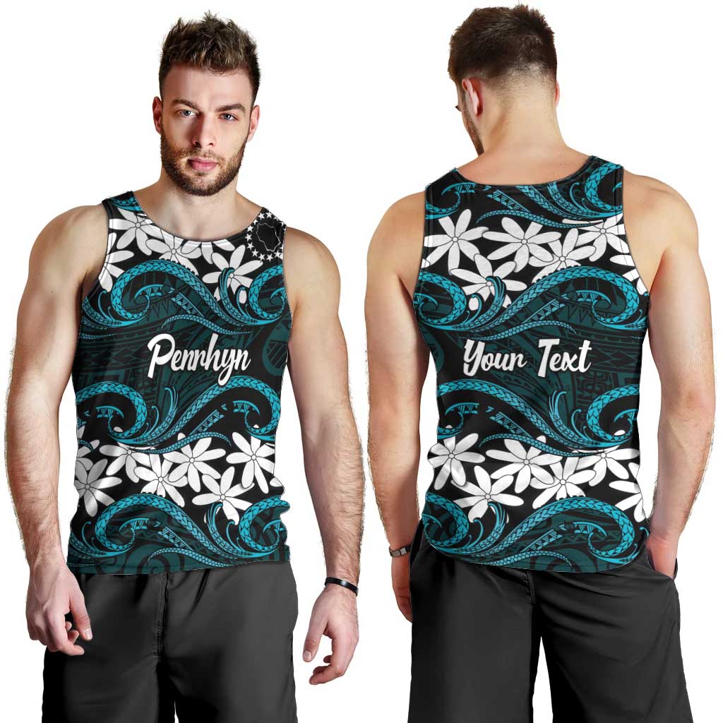 Personalised Cook Islands Penrhyn Atoll Men Tank Top Tiare Maori Polynesian Waves Tattoo
