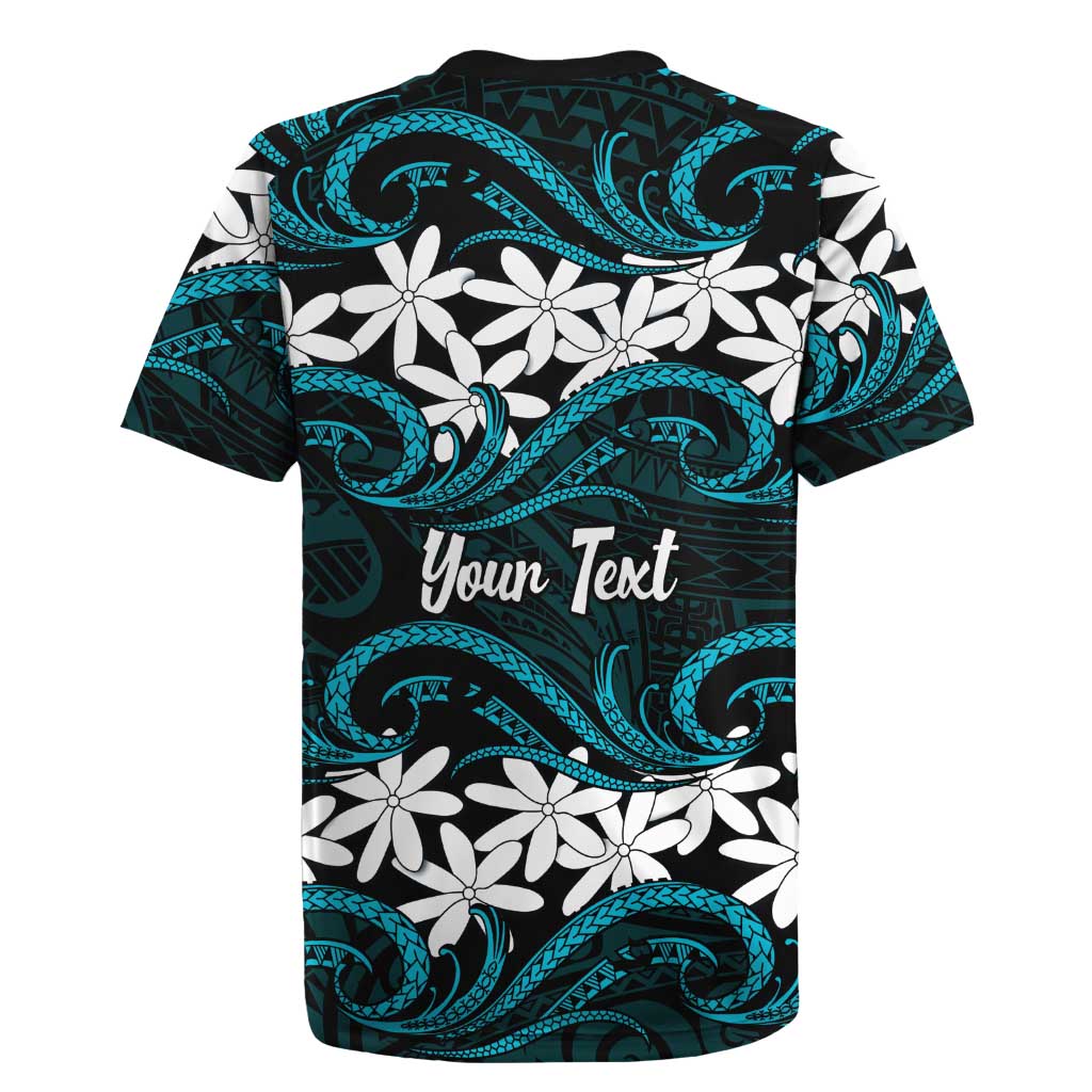 Personalised Cook Islands Penrhyn Atoll Rugby Jersey Tiare Maori Polynesian Waves Tattoo