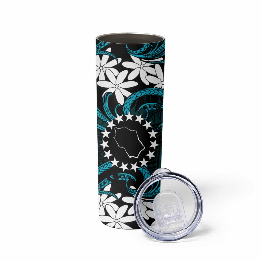 Personalised Cook Islands Penrhyn Atoll Skinny Tumbler Tiare Maori Polynesian Waves Tattoo LT14 - Polynesian Pride