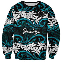 Personalised Cook Islands Penrhyn Atoll Sweatshirt Tiare Maori Polynesian Waves Tattoo