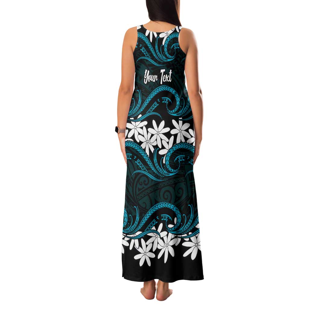 Personalised Cook Islands Penrhyn Atoll Tank Maxi Dress Tiare Maori Polynesian Waves Tattoo