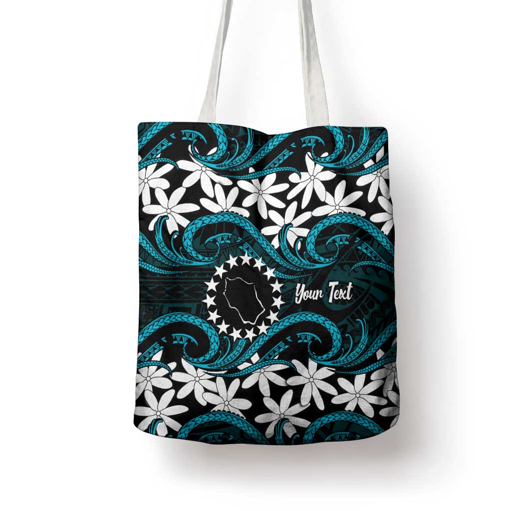 Personalised Cook Islands Penrhyn Atoll Tote Bag Tiare Maori Polynesian Waves Tattoo