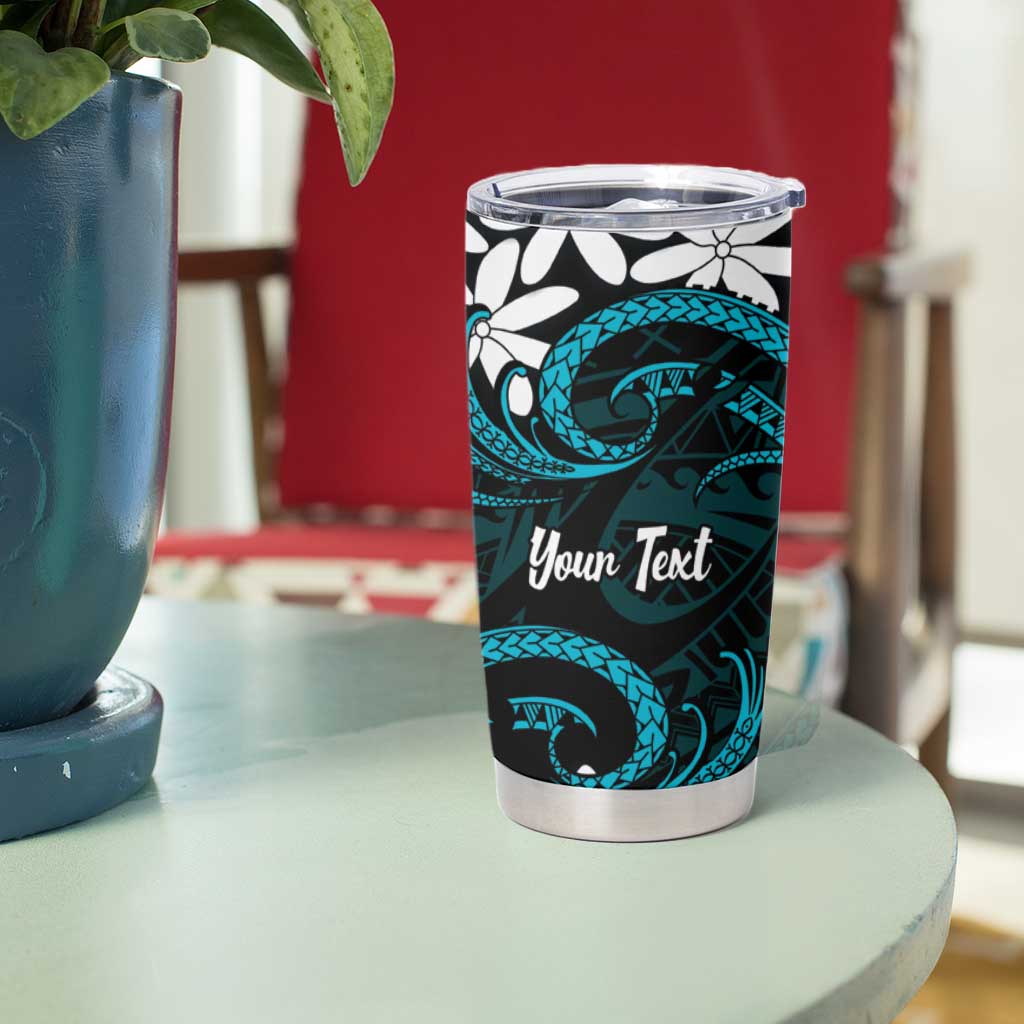 Personalised Cook Islands Penrhyn Atoll Tumbler Cup Tiare Maori Polynesian Waves Tattoo