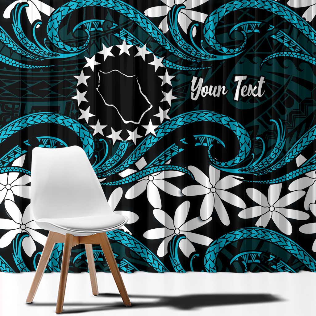 Personalised Cook Islands Penrhyn Atoll Window Curtain Tiare Maori Polynesian Waves Tattoo