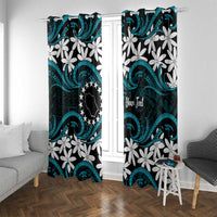 Personalised Cook Islands Penrhyn Atoll Window Curtain Tiare Maori Polynesian Waves Tattoo