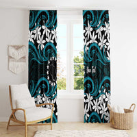 Personalised Cook Islands Penrhyn Atoll Window Curtain Tiare Maori Polynesian Waves Tattoo