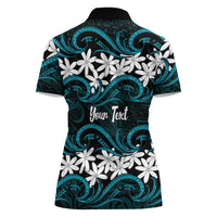 Personalised Cook Islands Penrhyn Atoll Women Polo Shirt Tiare Maori Polynesian Waves Tattoo LT14 - Polynesian Pride