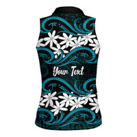 Personalised Cook Islands Penrhyn Atoll Women Sleeveless Polo Shirt Tiare Maori Polynesian Waves Tattoo LT14 - Polynesian Pride