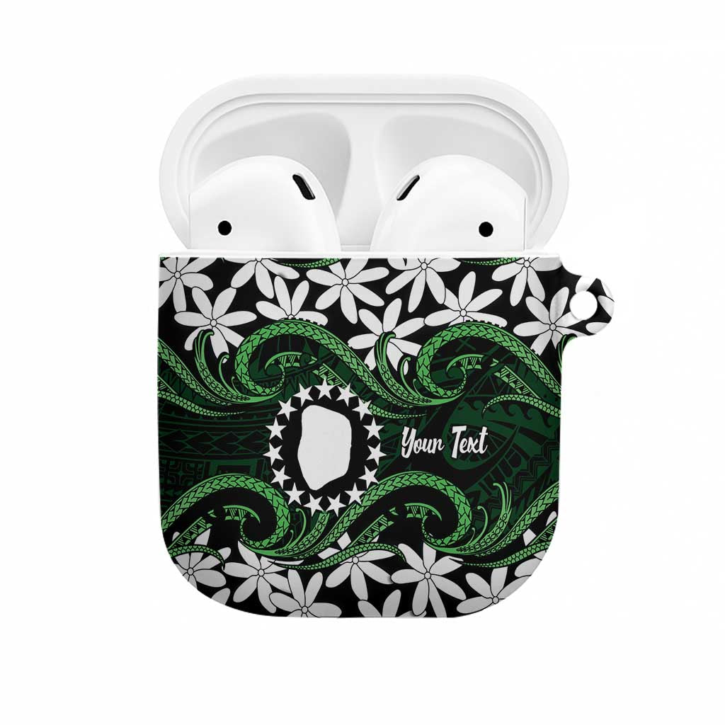 Personalised Cook Islands Mitiaro AirPods Case Tiare Maori Polynesian Waves Tattoo