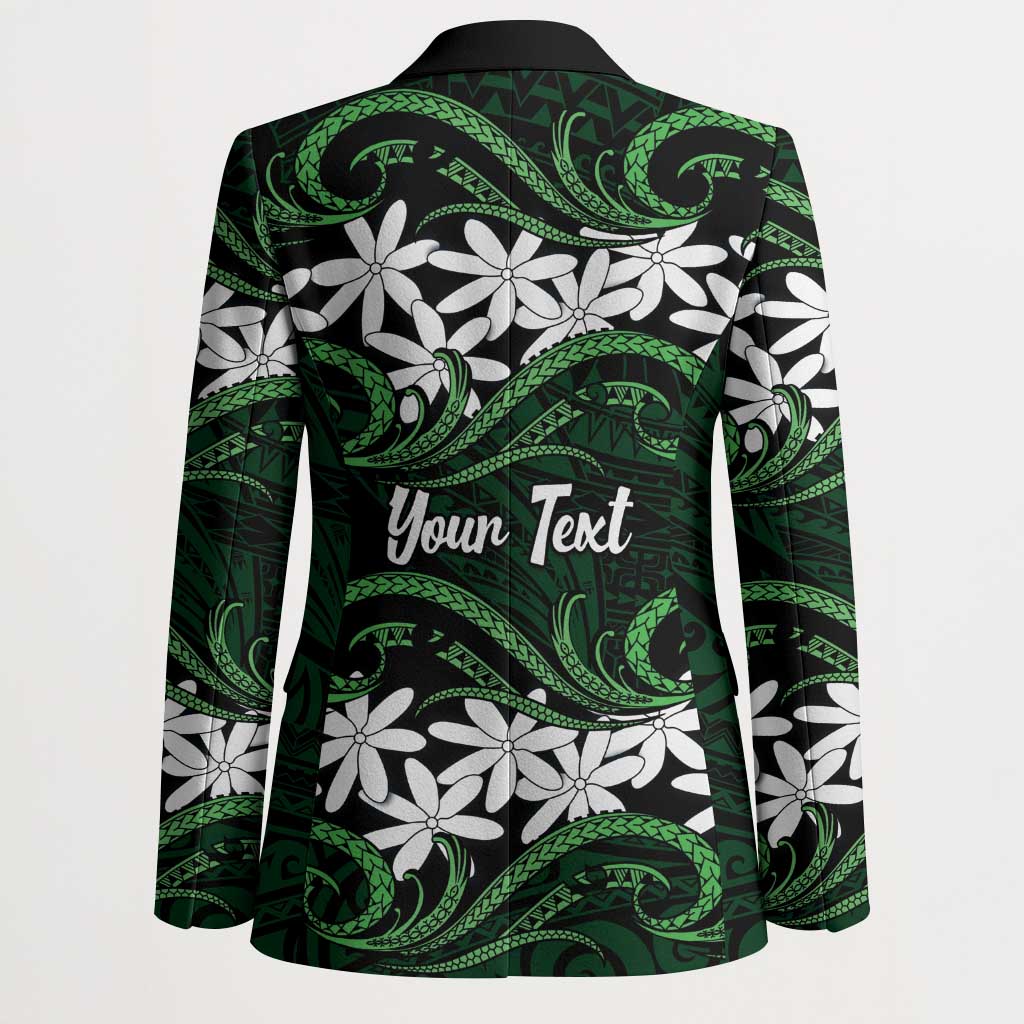 Personalised Cook Islands Mitiaro Blazer Tiare Maori Polynesian Waves Tattoo
