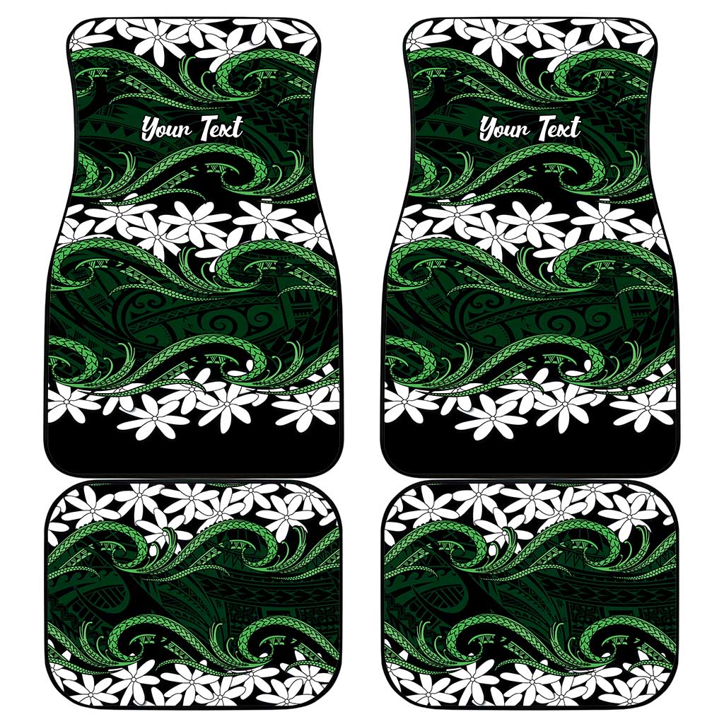 Personalised Cook Islands Mitiaro Car Mats Tiare Maori Polynesian Waves Tattoo