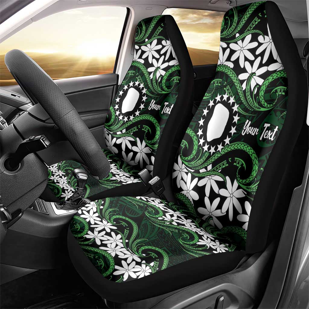 Personalised Cook Islands Mitiaro Car Seat Cover Tiare Maori Polynesian Waves Tattoo