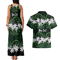 Personalised Cook Islands Mitiaro Couples Matching Tank Maxi Dress and Hawaiian Shirt Tiare Maori Polynesian Waves Tattoo LT14 - Polynesian Pride