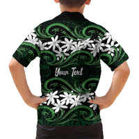Personalised Cook Islands Mitiaro Family Matching Off Shoulder Short Dress and Hawaiian Shirt Tiare Maori Polynesian Waves Tattoo LT14 - Polynesian Pride