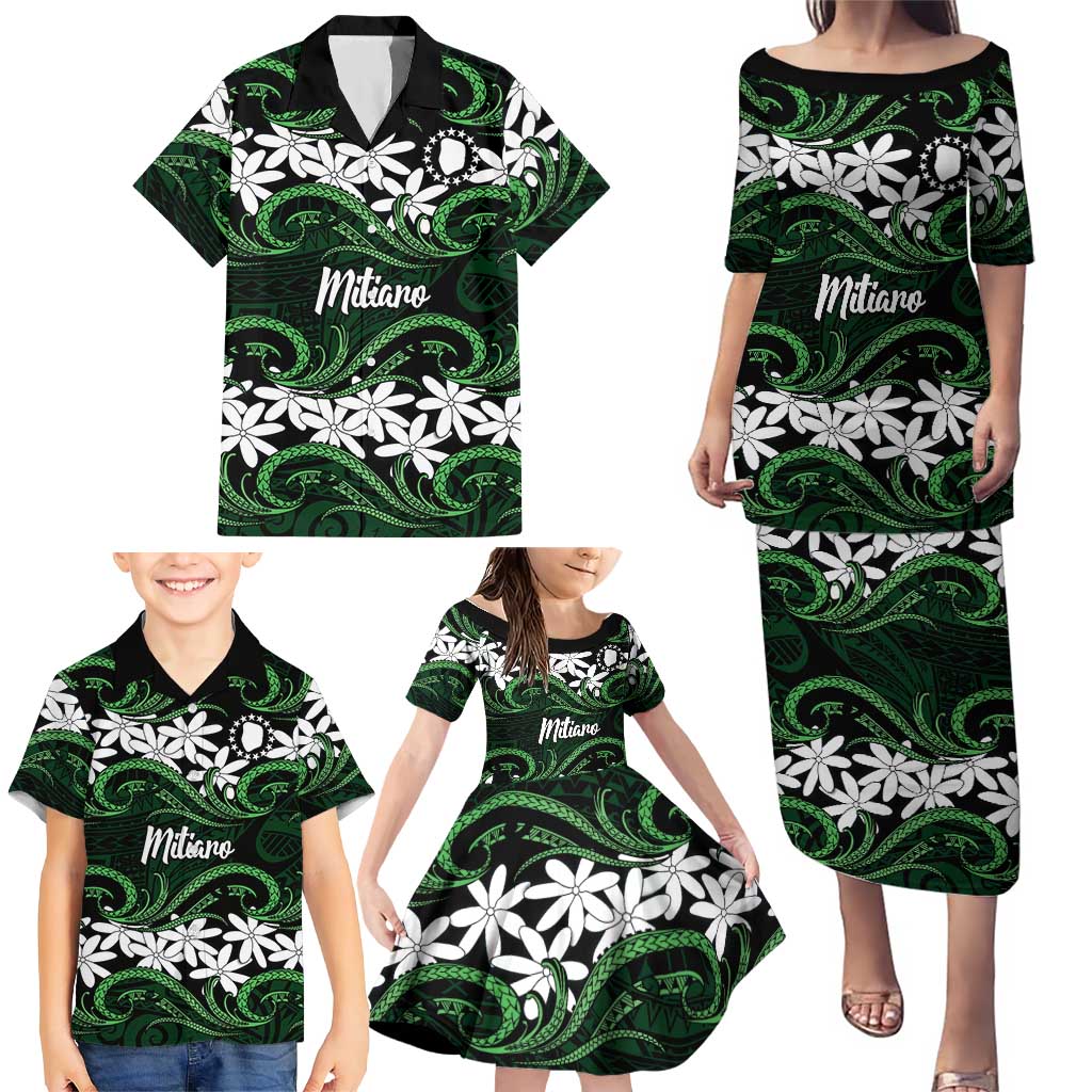 Personalised Cook Islands Mitiaro Family Matching Puletasi and Hawaiian Shirt Tiare Maori Polynesian Waves Tattoo LT14 - Polynesian Pride
