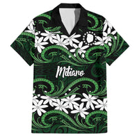 Personalised Cook Islands Mitiaro Family Matching Summer Maxi Dress and Hawaiian Shirt Tiare Maori Polynesian Waves Tattoo LT14 Dad's Shirt - Short Sleeve Green - Polynesian Pride