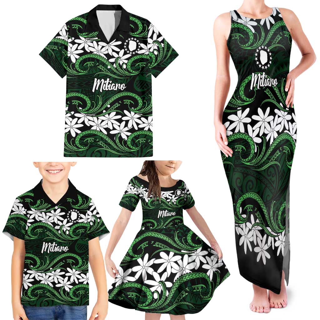 Personalised Cook Islands Mitiaro Family Matching Tank Maxi Dress and Hawaiian Shirt Tiare Maori Polynesian Waves Tattoo LT14 - Polynesian Pride