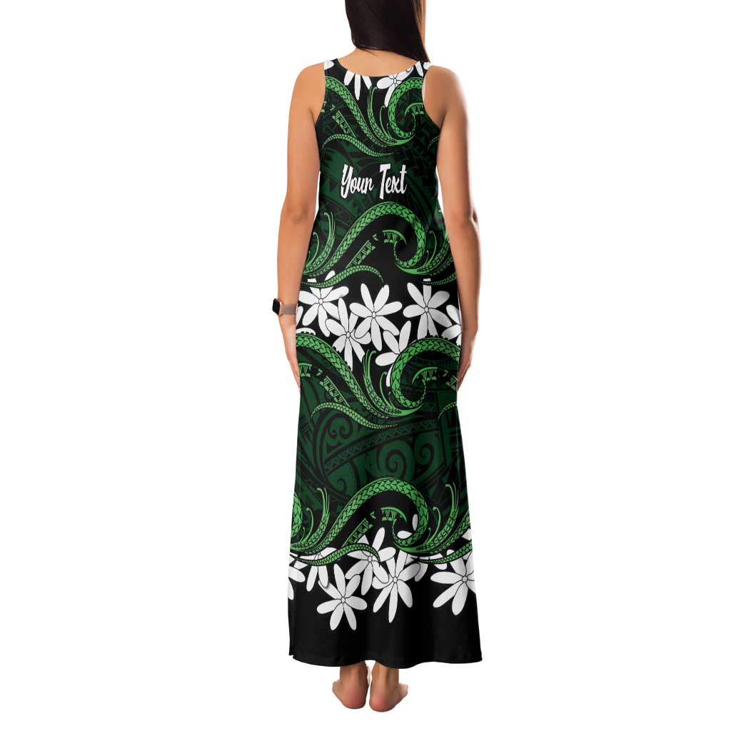 Personalised Cook Islands Mitiaro Family Matching Tank Maxi Dress and Hawaiian Shirt Tiare Maori Polynesian Waves Tattoo LT14 - Polynesian Pride