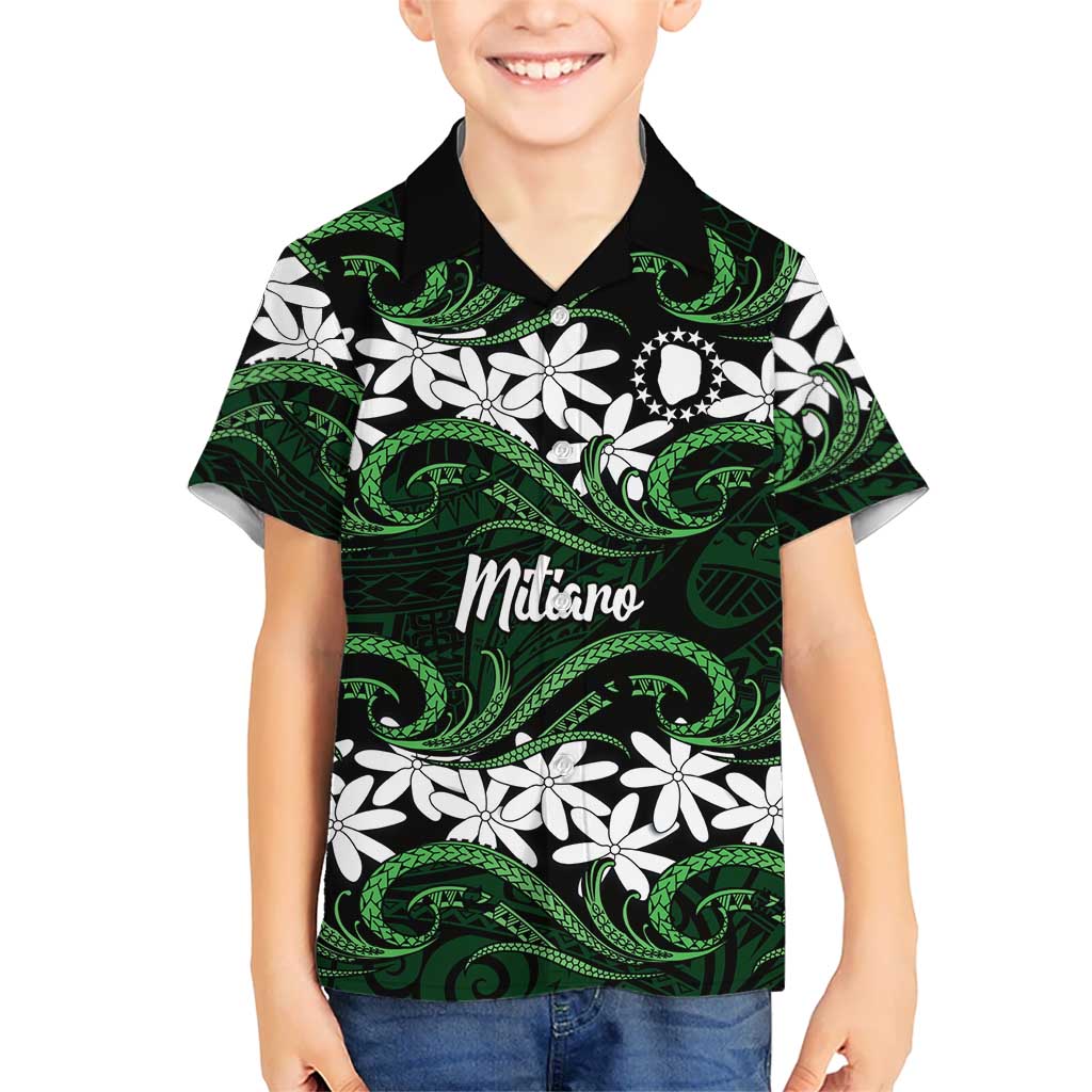 Personalised Cook Islands Mitiaro Hawaiian Shirt Tiare Maori Polynesian Waves Tattoo