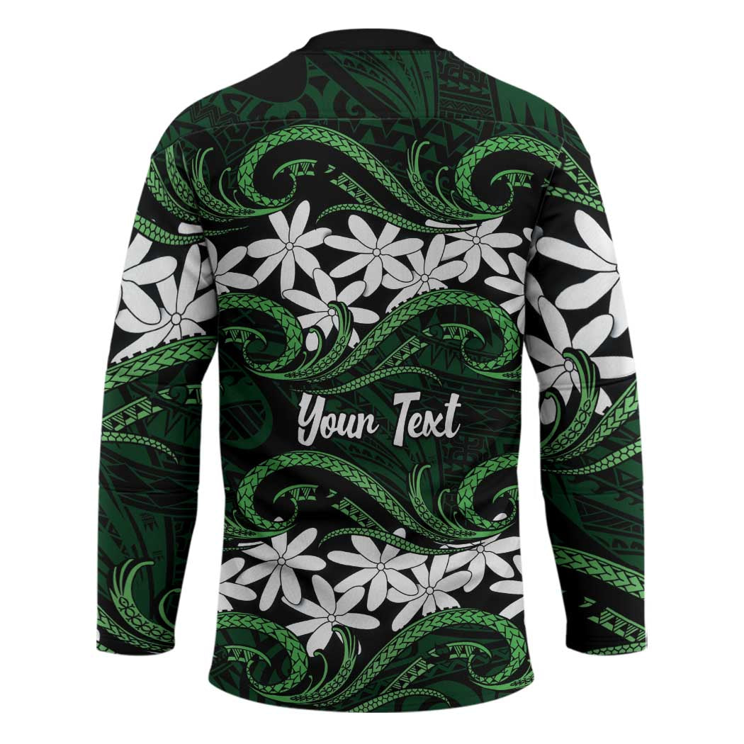 Personalised Cook Islands Mitiaro Hockey Jersey Tiare Maori Polynesian Waves Tattoo LT14 - Polynesian Pride