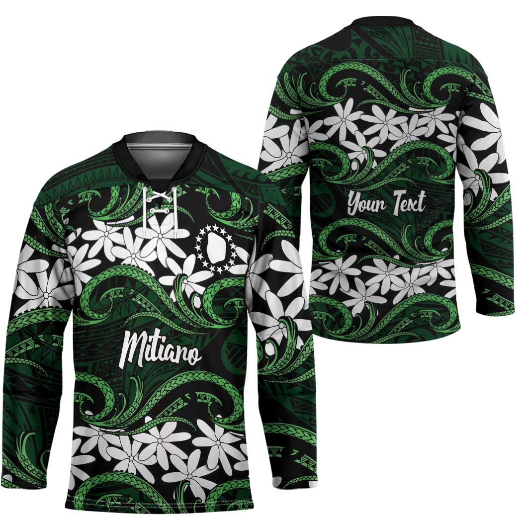 Personalised Cook Islands Mitiaro Hockey Jersey Tiare Maori Polynesian Waves Tattoo LT14 - Polynesian Pride