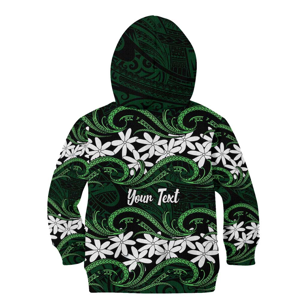 Personalised Cook Islands Mitiaro Kid Hoodie Tiare Maori Polynesian Waves Tattoo LT14 - Polynesian Pride