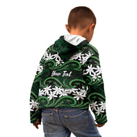 Personalised Cook Islands Mitiaro Kid Hoodie Tiare Maori Polynesian Waves Tattoo LT14 - Polynesian Pride