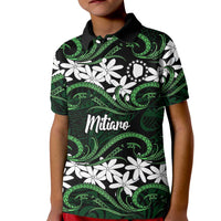 Personalised Cook Islands Mitiaro Kid Polo Shirt Tiare Maori Polynesian Waves Tattoo