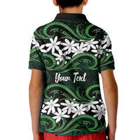 Personalised Cook Islands Mitiaro Kid Polo Shirt Tiare Maori Polynesian Waves Tattoo