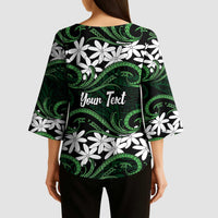 Personalised Cook Islands Mitiaro Kimono Sleeve Blouse Tiare Maori Polynesian Waves Tattoo