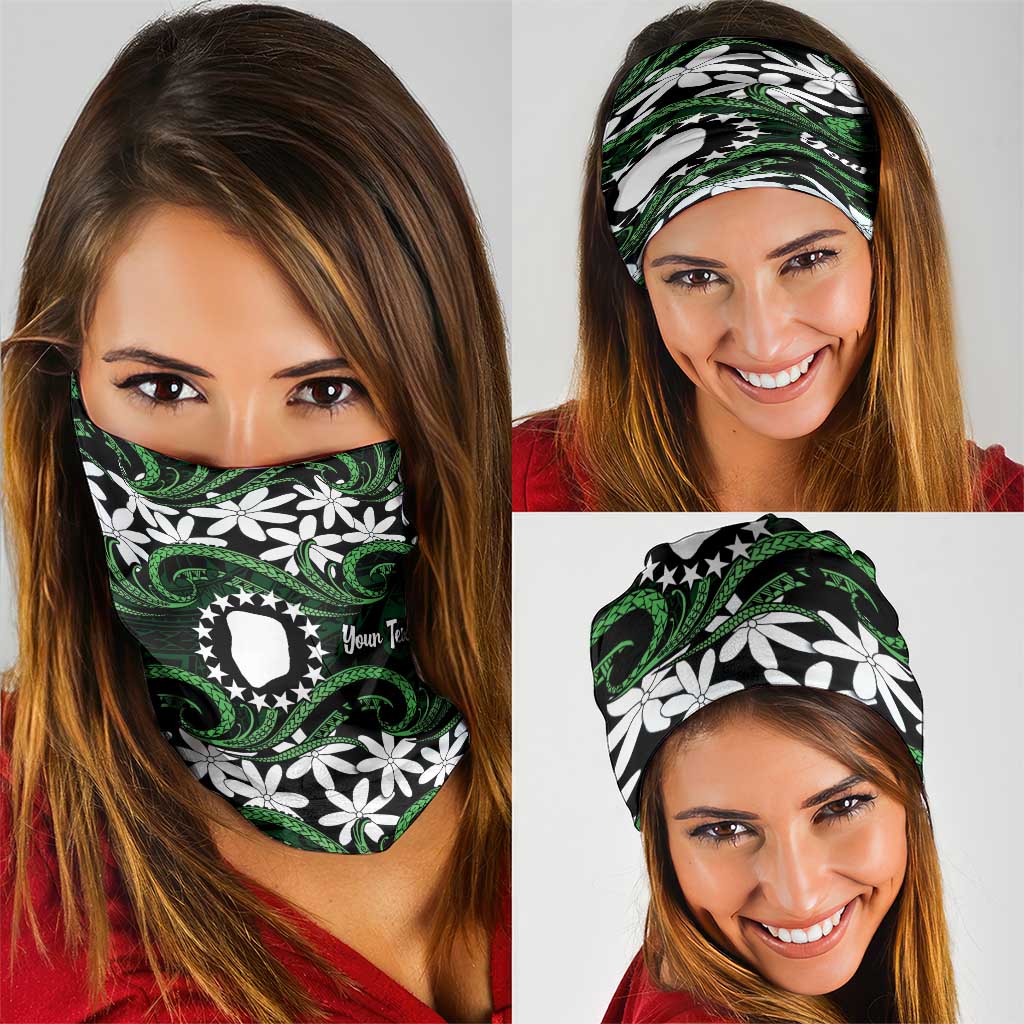 Personalised Cook Islands Mitiaro Neck Gaiter Tiare Maori Polynesian Waves Tattoo