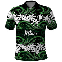 Personalised Cook Islands Mitiaro Polo Shirt Tiare Maori Polynesian Waves Tattoo