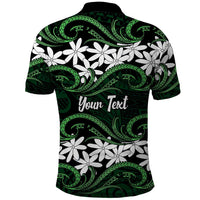 Personalised Cook Islands Mitiaro Polo Shirt Tiare Maori Polynesian Waves Tattoo