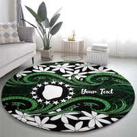 Personalised Cook Islands Mitiaro Round Carpet Tiare Maori Polynesian Waves Tattoo