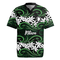 Personalised Cook Islands Mitiaro Rugby Jersey Tiare Maori Polynesian Waves Tattoo