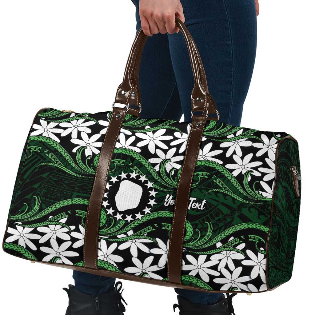Personalised Cook Islands Mitiaro Travel Bag Tiare Maori Polynesian Waves Tattoo