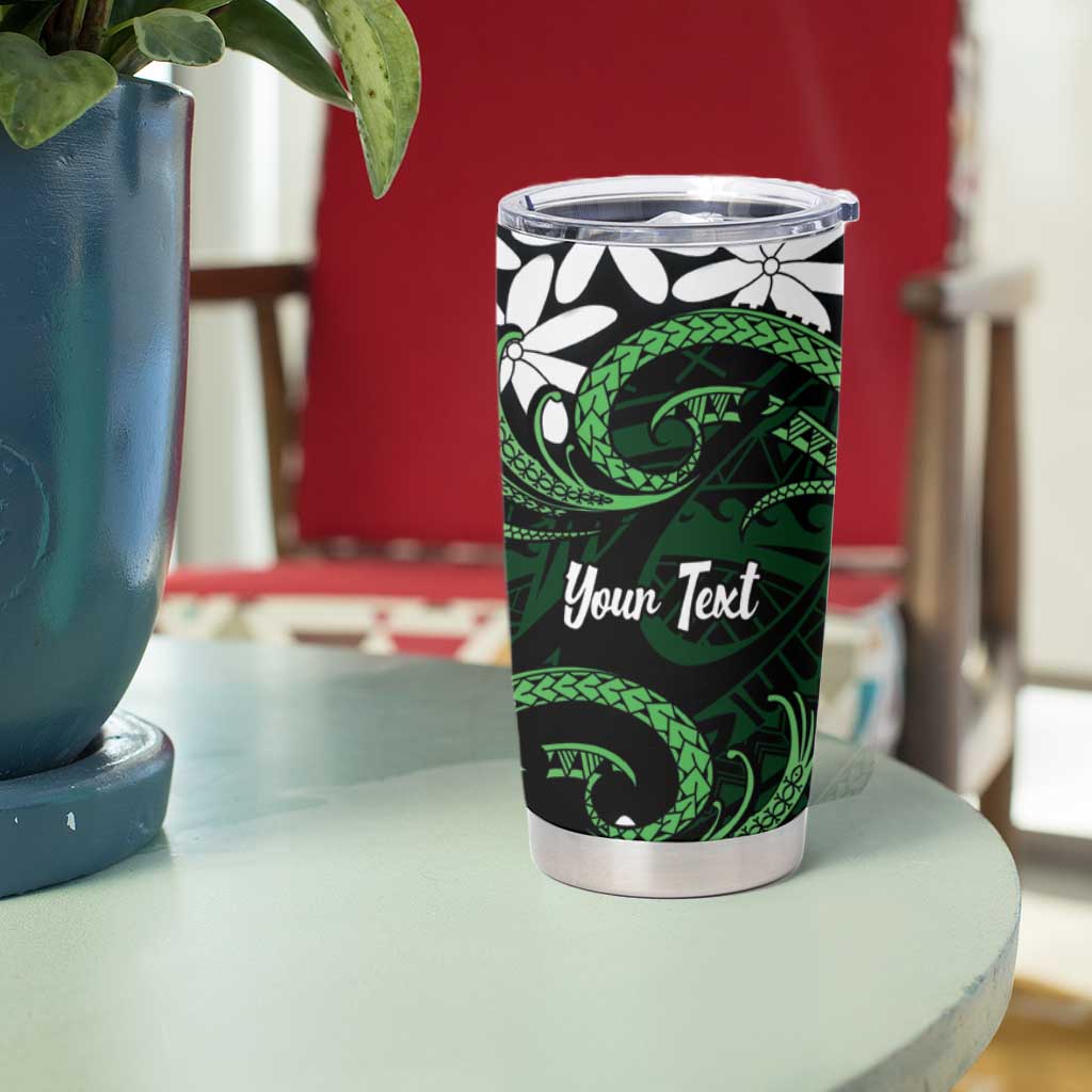 Personalised Cook Islands Mitiaro Tumbler Cup Tiare Maori Polynesian Waves Tattoo