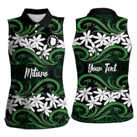 Personalised Cook Islands Mitiaro Women Sleeveless Polo Shirt Tiare Maori Polynesian Waves Tattoo LT14 - Polynesian Pride