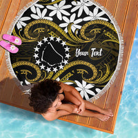 Personalised Cook Islands Manihiki Beach Blanket Tiare Maori Polynesian Waves Tattoo