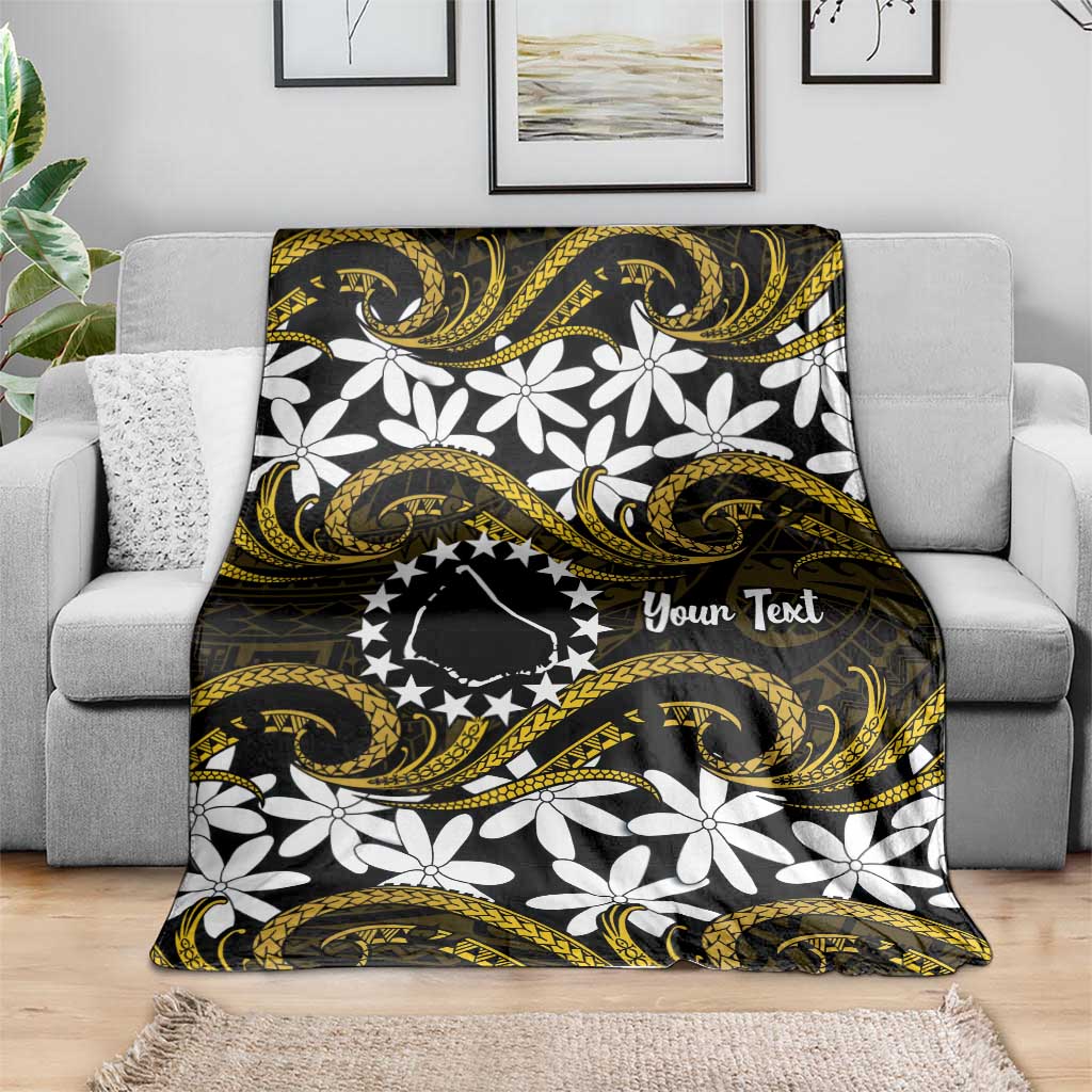 Personalised Cook Islands Manihiki Blanket Tiare Maori Polynesian Waves Tattoo