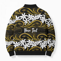 Personalised Cook Islands Manihiki Bomber Puffer Jacket Tiare Maori Polynesian Waves Tattoo LT14 - Polynesian Pride