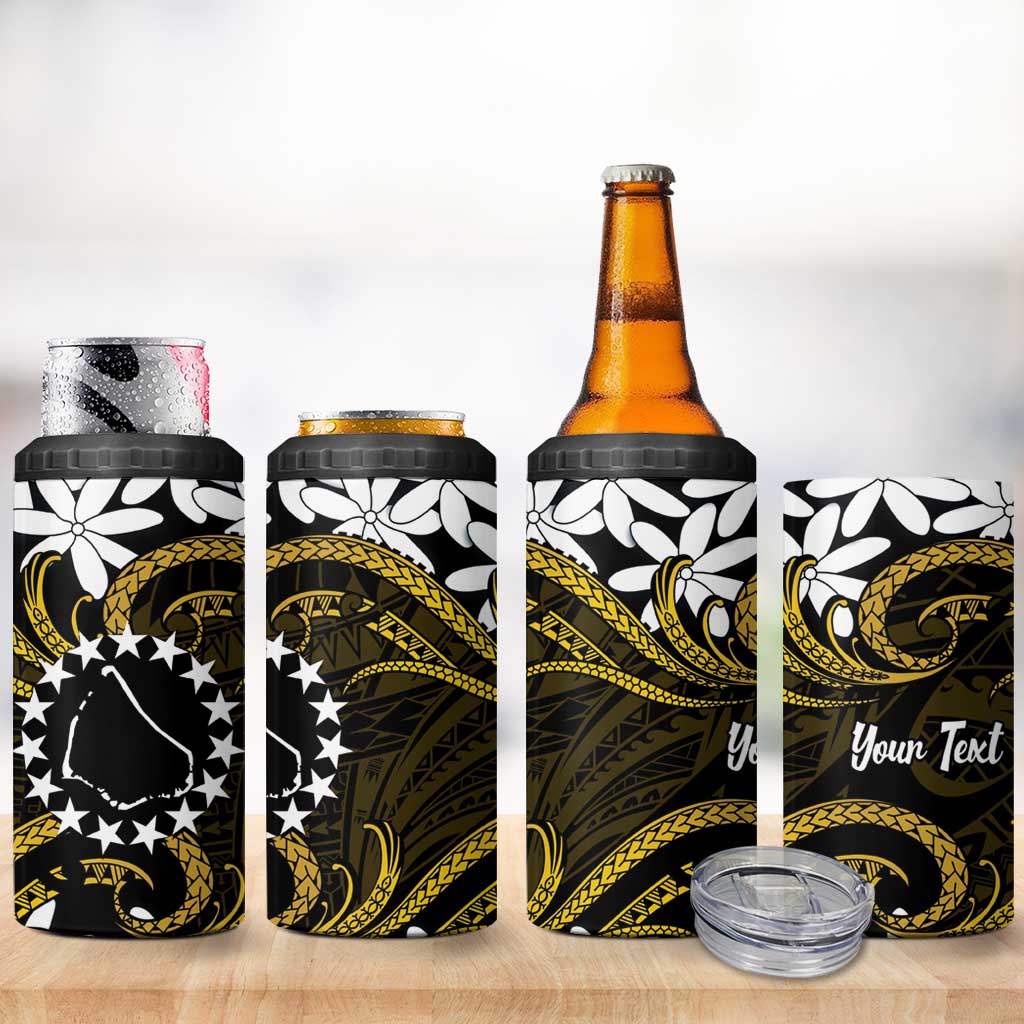 Personalised Cook Islands Manihiki 4 in 1 Can Cooler Tumbler Tiare Maori Polynesian Waves Tattoo LT14 - Polynesian Pride
