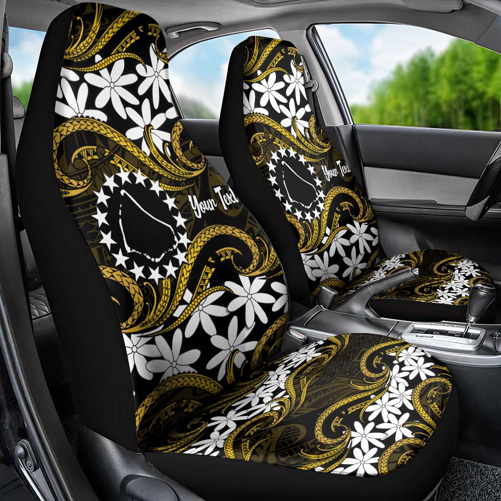 Personalised Cook Islands Manihiki Car Seat Cover Tiare Maori Polynesian Waves Tattoo