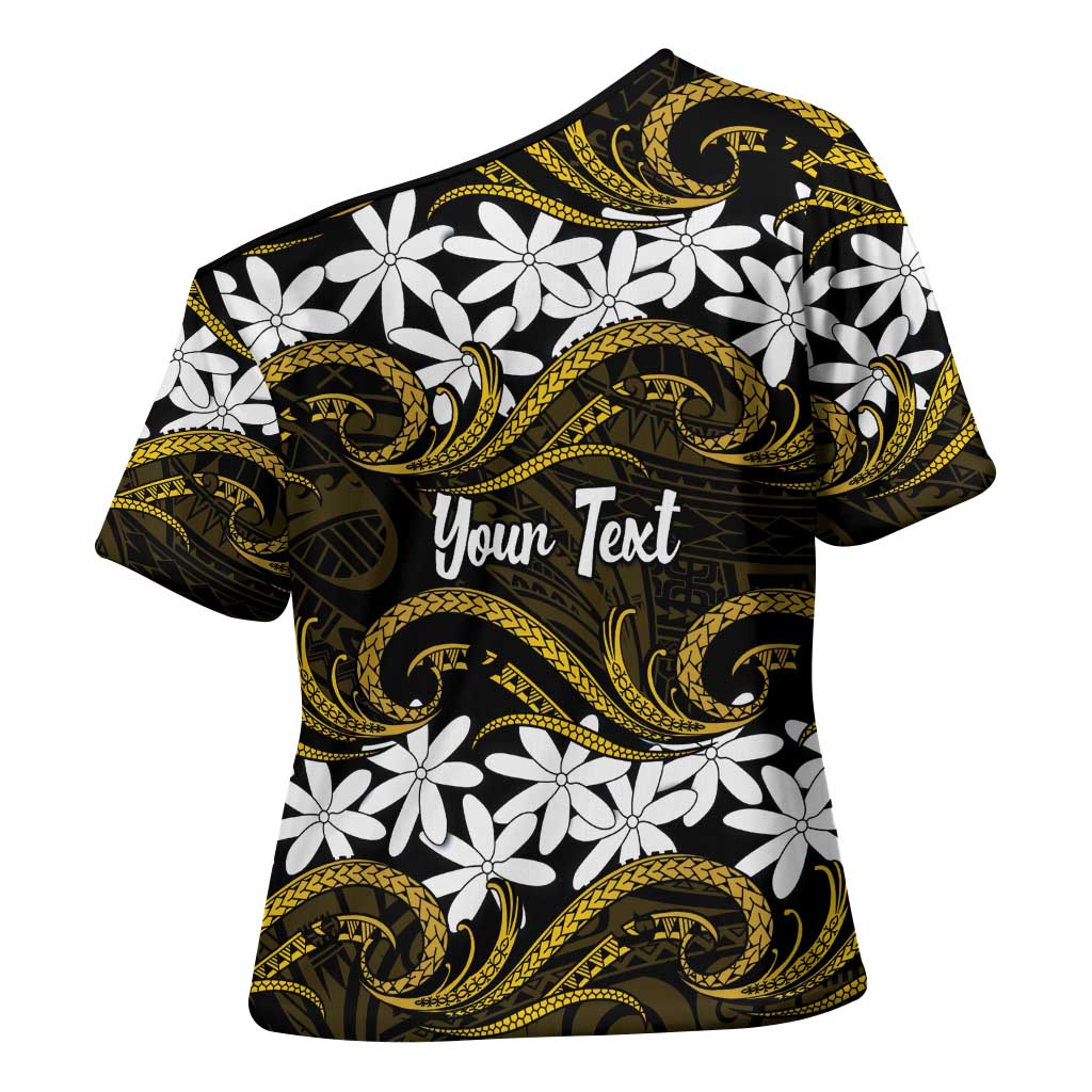 Personalised Cook Islands Manihiki Cross Shoulder Shirt Tiare Maori Polynesian Waves Tattoo